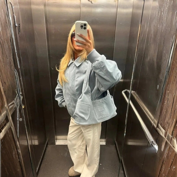 The Capri Ribbed-Cuff Bomber Jacket