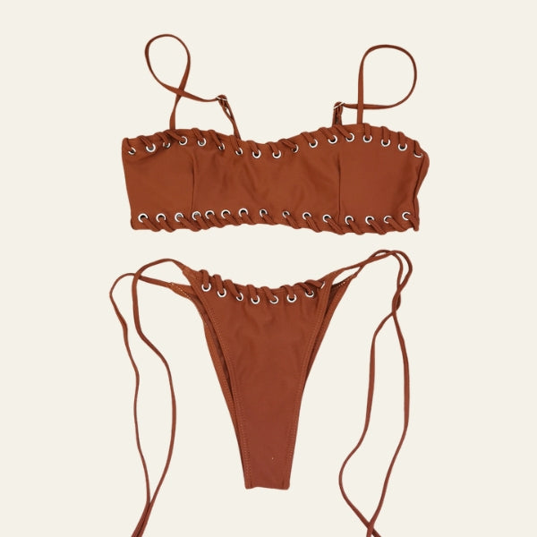 The Riviera Grommet-Detail Bikini Set