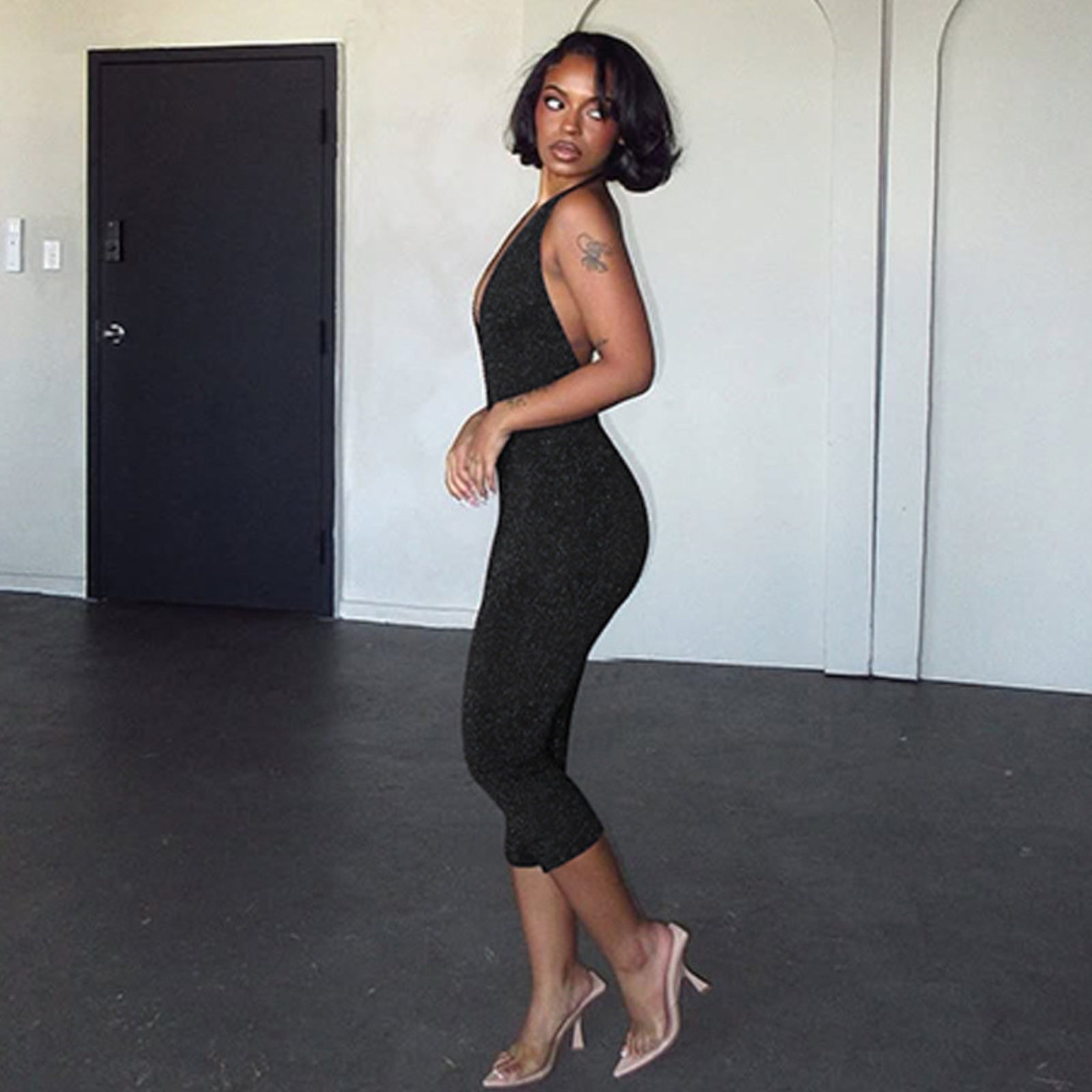The Midnight Shimmer Halter Jumpsuit