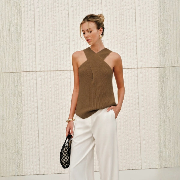 The Santorini Cross-Neck Knit Top