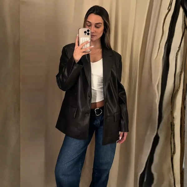 The Soho Tailored Leather Blazer