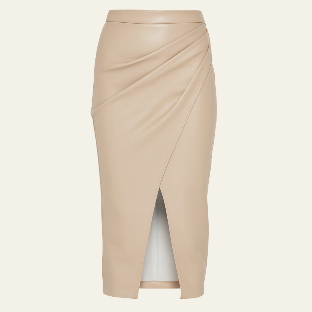 The Vienna Leather Split Midi Skirt