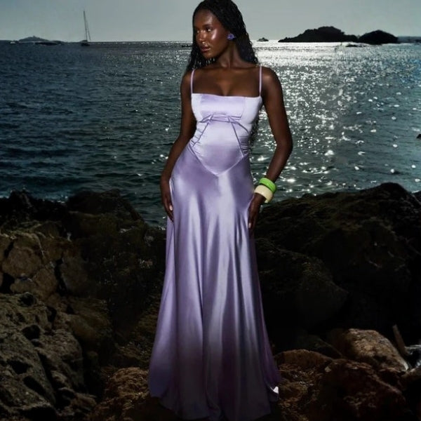 The Mirrorcurve Satin-Finish Maxi Dress