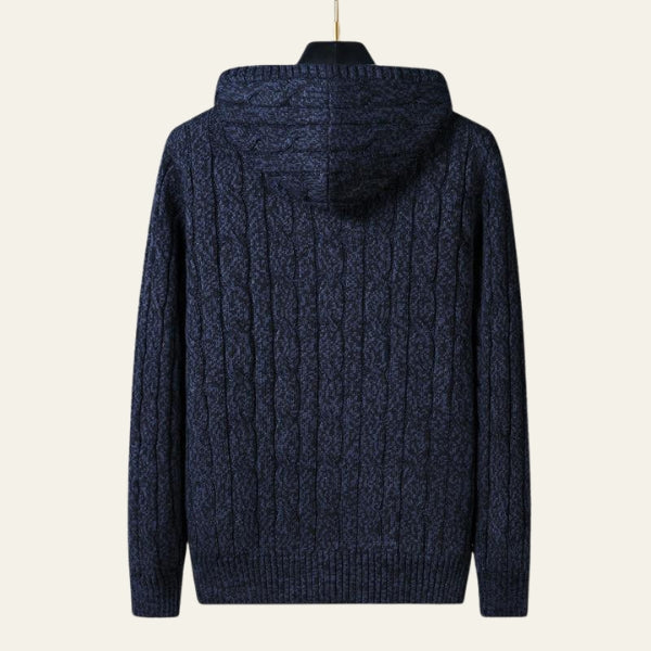 The Aspen Hooded Cable-Knit Zip Sweater