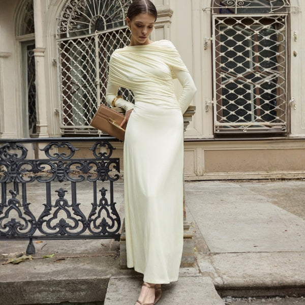 The Santorini Ruched Drape Maxi Dress