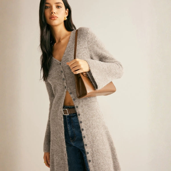 The Florence Button-Front Longline Knit Cardigan