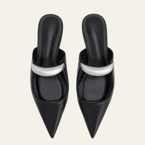 The Roma Metallic-Accent Pointed Mules