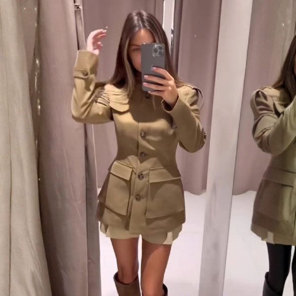 The Savanna Stand-Collar Utility Trench Coat