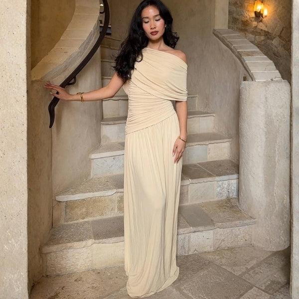 The Athena One-Shoulder Draped Maxi Dress