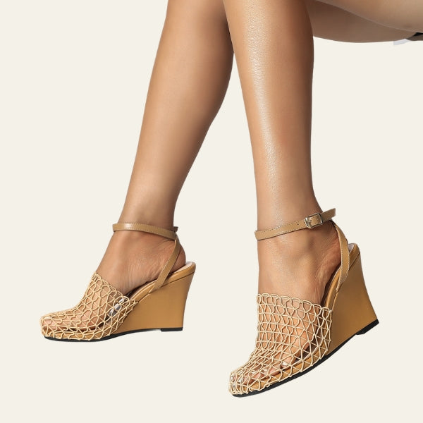 The Amalfi Net-Detail Wedge Sandals