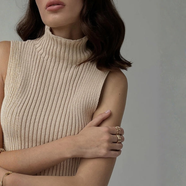 The Capri Ribbed Sleeveless Turtleneck