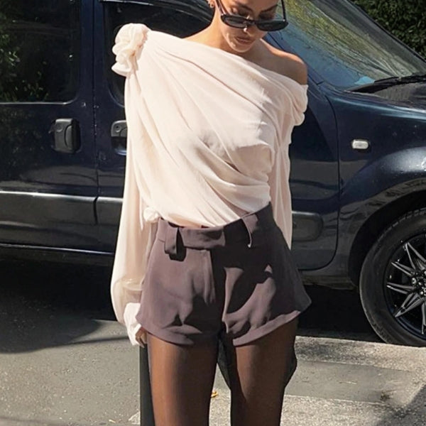 The Positano Rosette One-Shoulder Draped Top