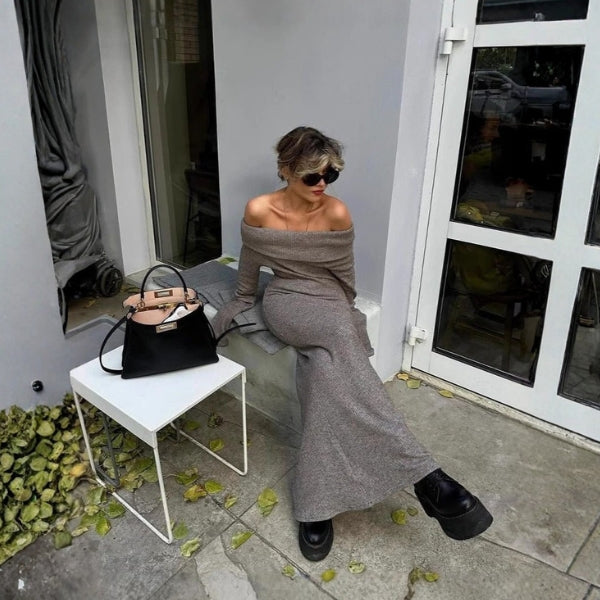 The Verona Off-Shoulder Knit Maxi Dress