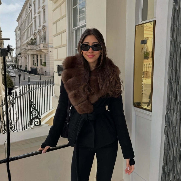 The Aspen Fur Collar Belted Jacket