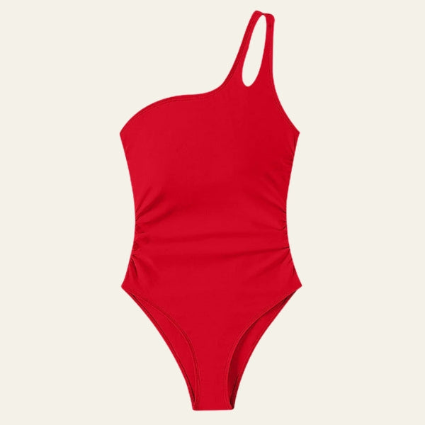 The Capri Ruched One-Shoulder Swimsuit