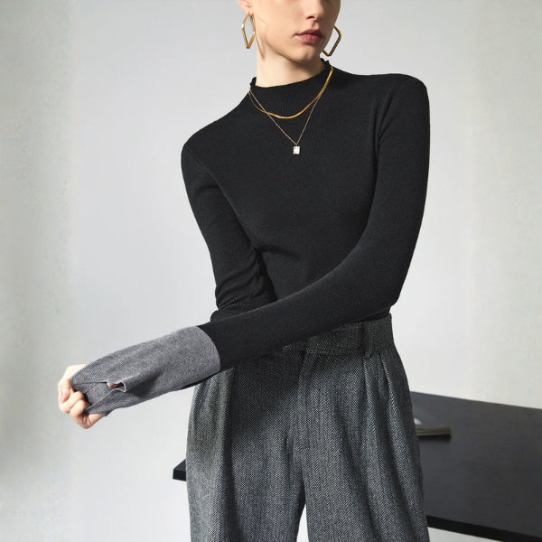 The Vienna Two-Tone Knit Turtleneck