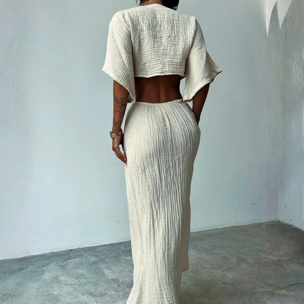 The Santorini Cut-Out Tie-Front Maxi Dress