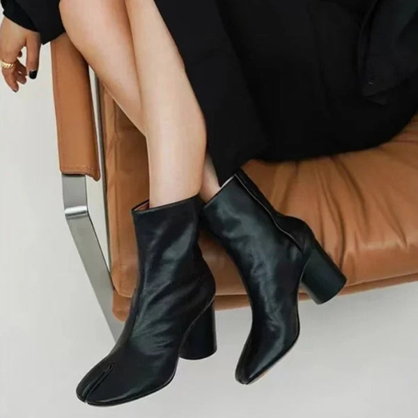 The Kyoto Split-Toe Block Heel Ankle Boots
