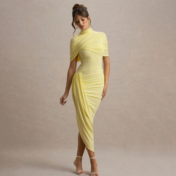 The Amalfi Draped Cape Maxi Dress