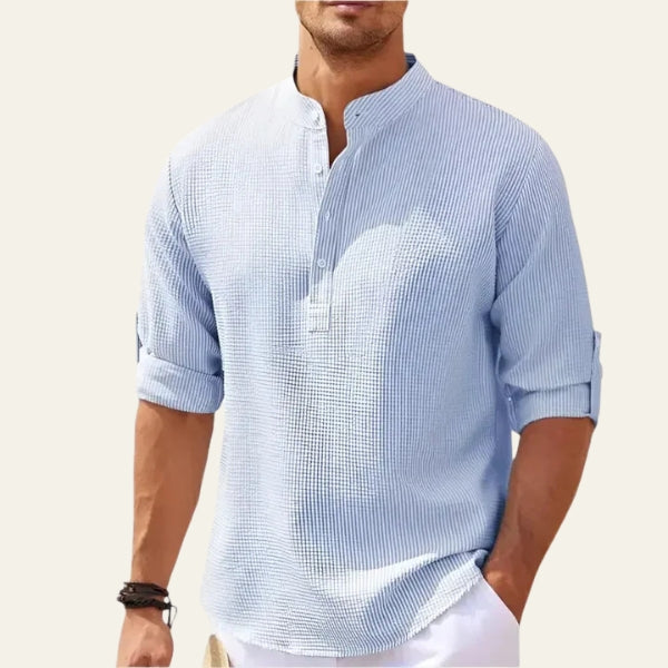 The Tangier Textured Stand-Collar Shirt
