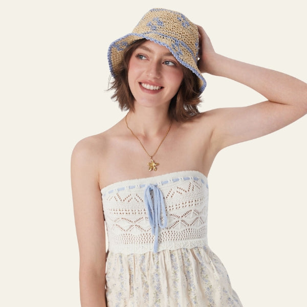 The Capri Two-Tone Straw Bucket Hat