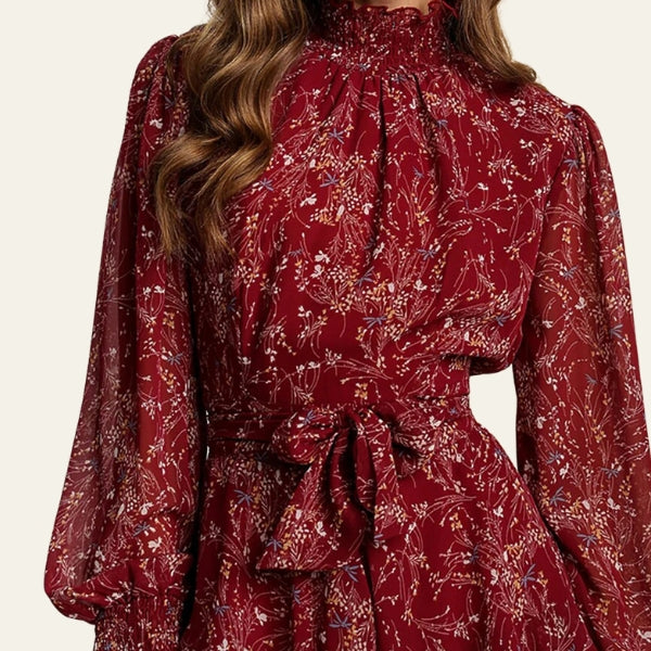 The Vienna High-Neck Tiered Mini Dress