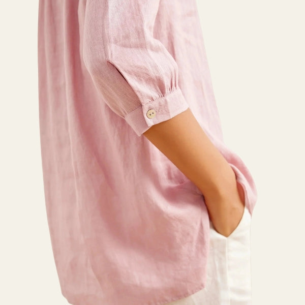 The Santorini Split-Neck Eco-Linen Shirt