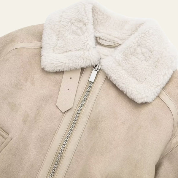The Aspen Faux-Shearling Collar Cropped Jacket