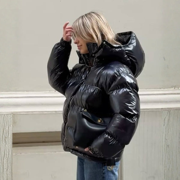 The Soho Gloss-Finish Hooded Puffer Jacket