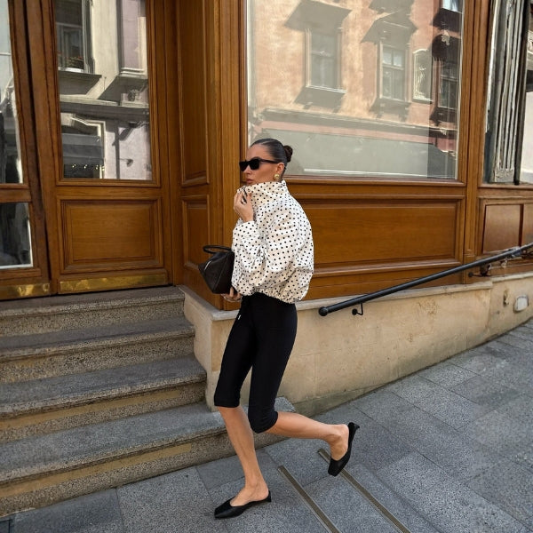 The Milan High-Neck Polka Dot Jacket