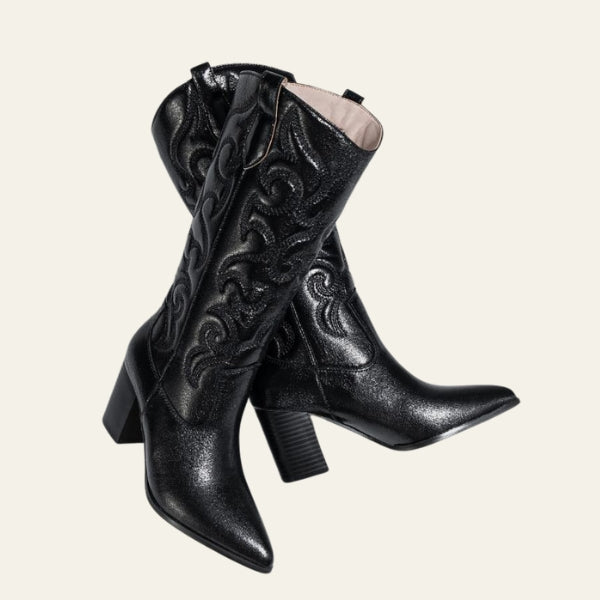The Dakota Metallic Western Block-Heel Boots