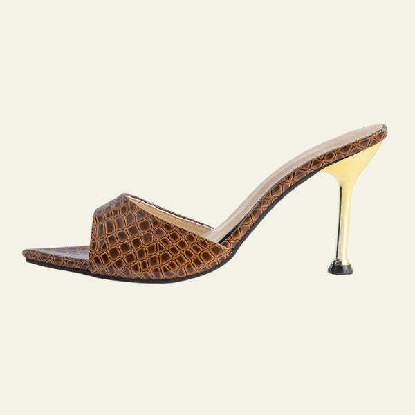The Riviera Croc-Embossed Pointed-Toe Heels