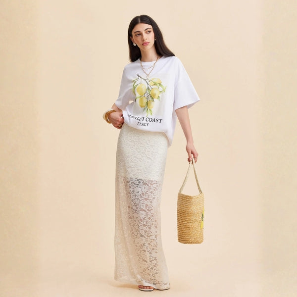 The Amalfi Floral Lace Maxi Skirt