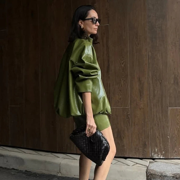 The Soho Zip-Front Leather Bomber Jacket