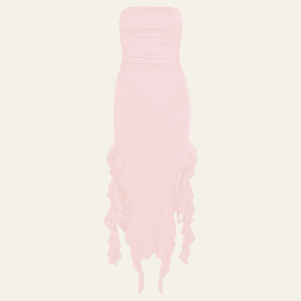 The Ravello Ruffle High-Slit Mini Dress