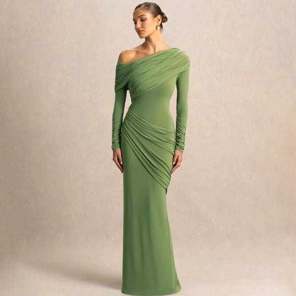The Santorini Ruched Off-Shoulder Maxi Dress