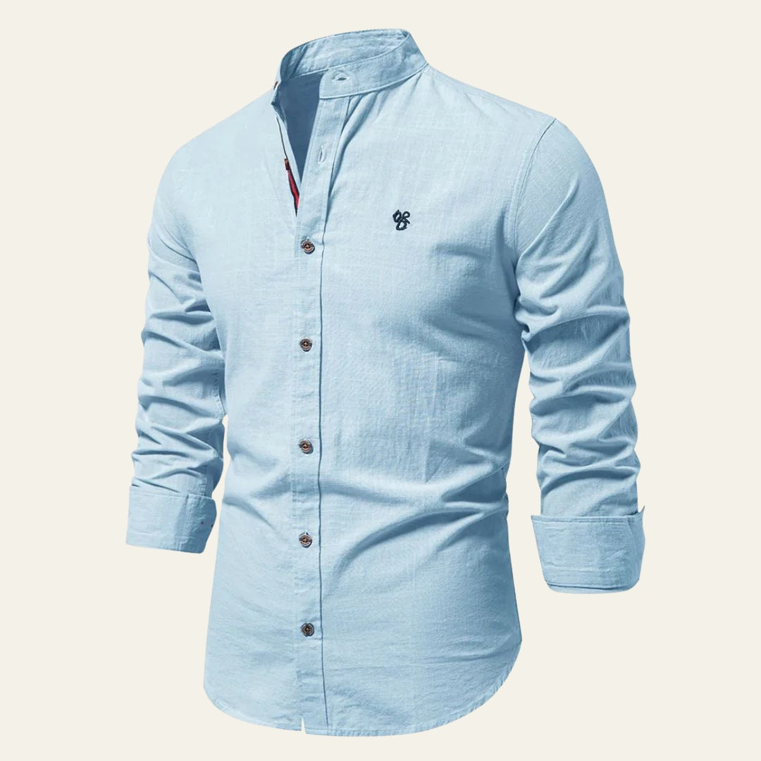 The Capri Soft-Weave Band-Collar Shirt