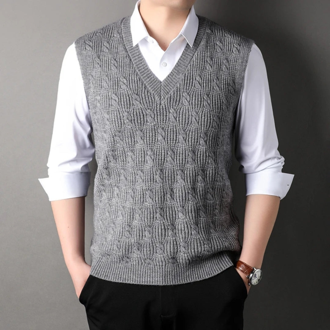 The Aspen Cable-Knit V-Neck Sweater Vest