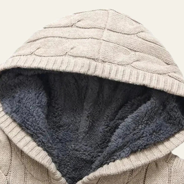 The Aspen Hooded Cable-Knit Zip Sweater