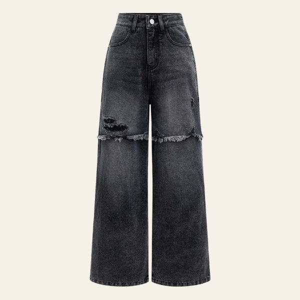 The Milan Distressed Wide-Leg Jeans