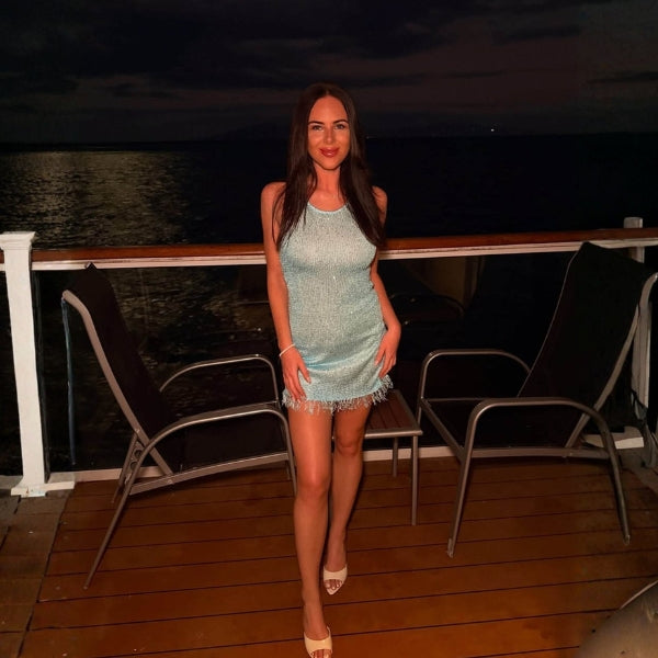 The Mykonos Fringe-Hem Knit Mini Dress