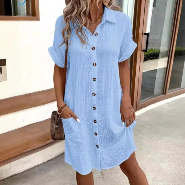 The Santorini Button-Front Shirt Dress
