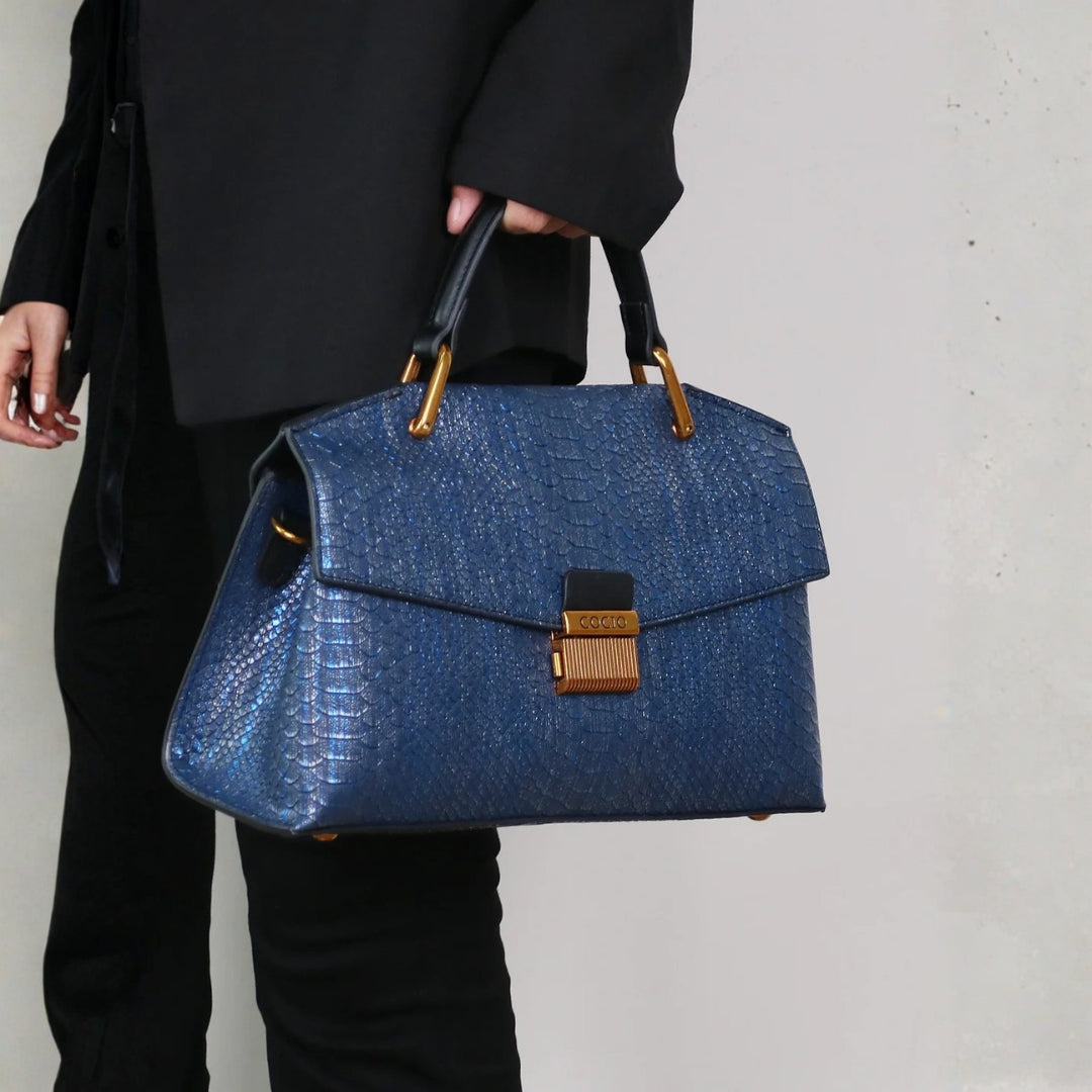 The Sorrento Snake-Texture Top-Handle Bag