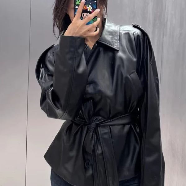The Milan Belted Leather Jacket