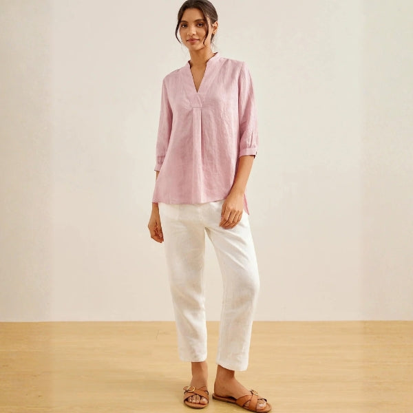 The Santorini Split-Neck Eco-Linen Shirt