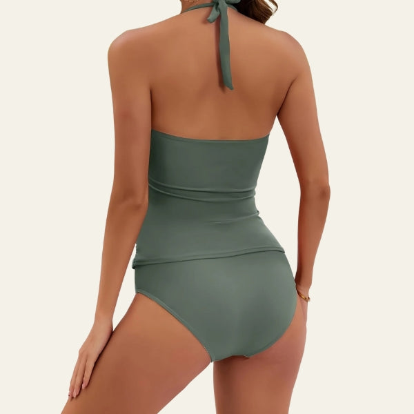 The Santorini Ruched Halter Tankini