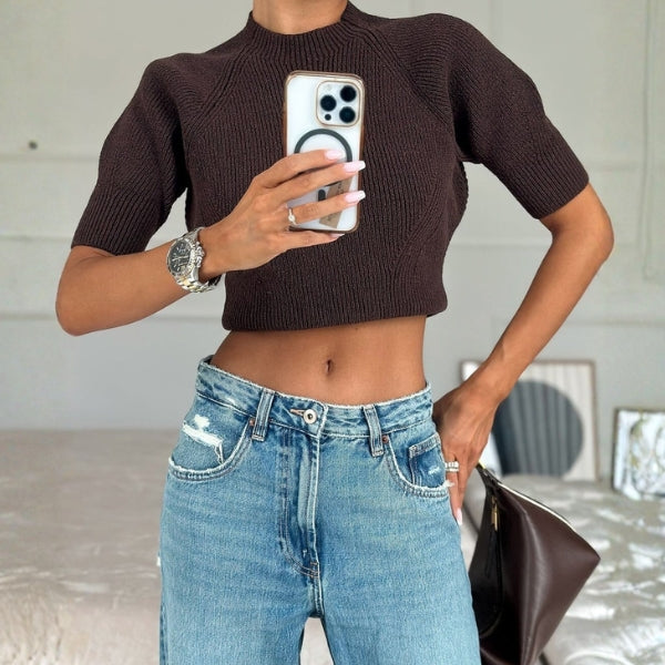 The Milano Ribbed Knit Crop Top