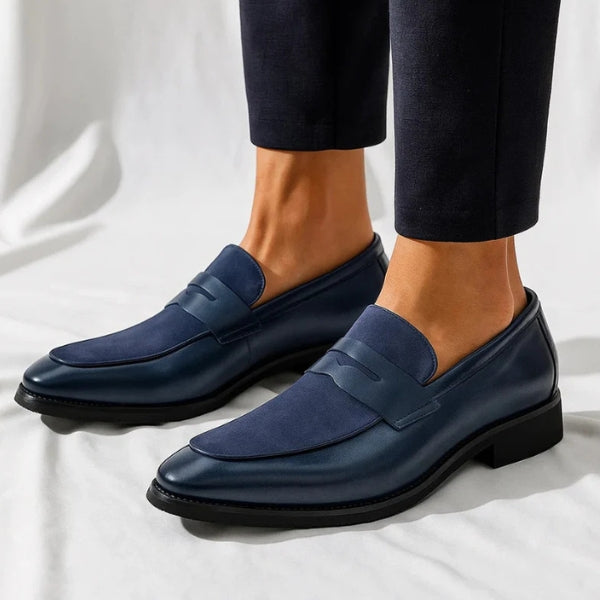 The Riviera Suede-Panel Penny Loafers
