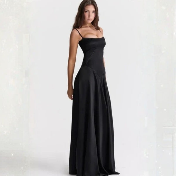 The Mirrorcurve Satin-Finish Maxi Dress
