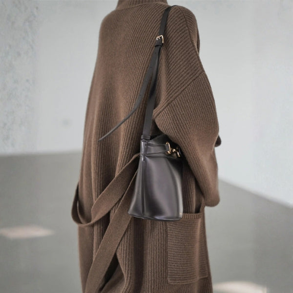 The Portofino Belted Ribbed Knit Coat